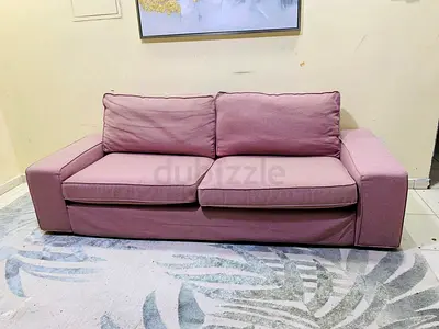 3-Seater Pink Fabric Sofa in Good Condition