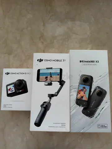 DJI Action 5 Pro + Insta360 X3 + DJI Gimbal + ND Filters (Like New)