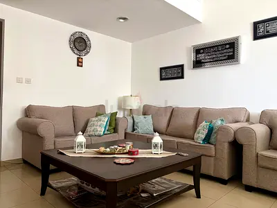 Beige 6-Seater Sofa Set with Armchair and Coffee Table - like new Condition