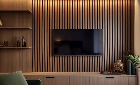 Premium TV Wall Design  Installation | Gypsum, Wood  Lighting