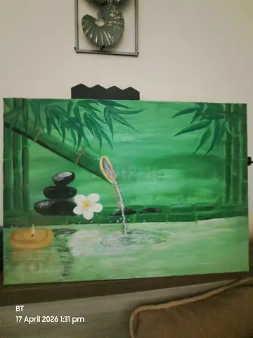 Hand-painted Green Bamboo Spa /Zen Canvas Painting