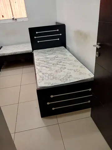 Single Bed with Headboard and Under-bed Storage - Black Wooden Frame (Used)