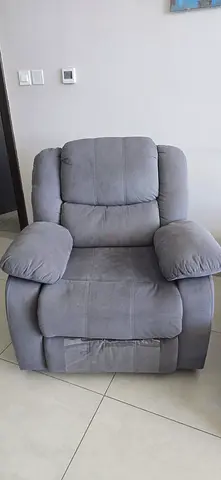 Grey reclining armchair — comfortable single seater relax