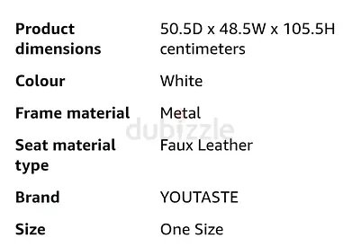 White Faux Leather Metal Frame Dining/Bar Chair by YOUTASTE — Good Condition