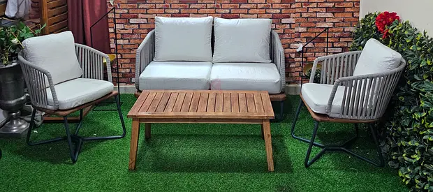 SOLID TEAK WOOD WITH POWDER COATED ALMUNIUM  GARDEN SET.BRAND EBARZA..delivery possible