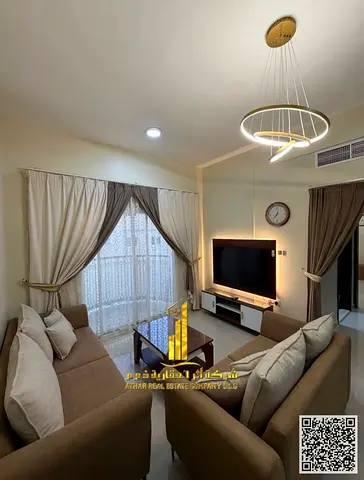للإيجار الشهري  غرفه  وصالة فاخرة مفروشه بفرش فاخر ومرتب _ بعجمان _ الجرف 2  _ بجانب مدرسه الاقصي _  شامل جميع الفواتير والانترنت
