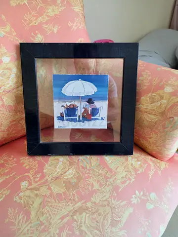 Framed Seaside Print with Double Mat – Small Coastal Artwork