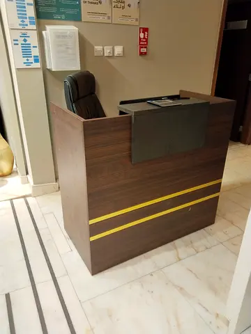 New Reception Desk / Front Counter - Wooden with Brass Strips
