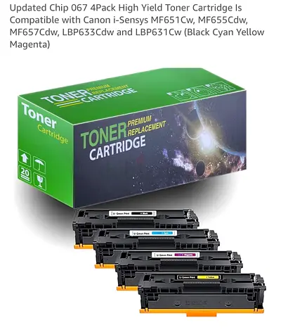 Updated Chip 067 4Pack High Yield Toner Cartridge Is Compatible with Canon i-Sensys MF651Cw, MF655Cd