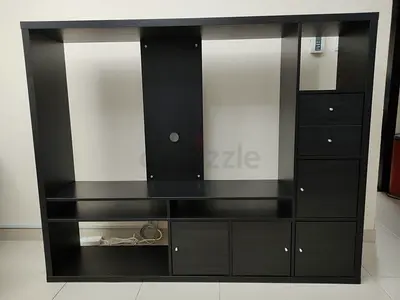 Dark Wood Entertainment Center / TV Unit with Storage Drawers