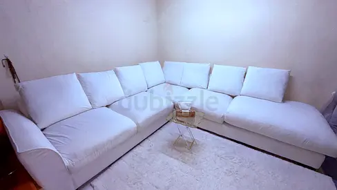 Large White L-Shaped Corner Sofa - Comfortable 6-Seater