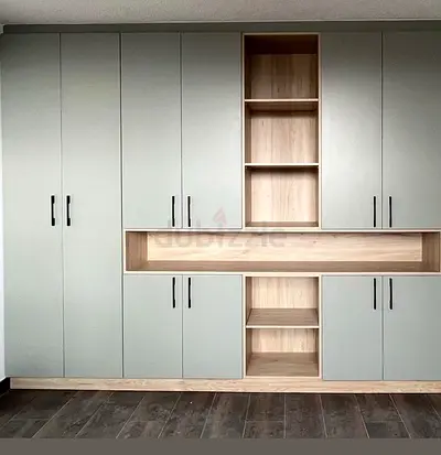 Custom Built-in Wardrobe with Open Shelves and Cabinets