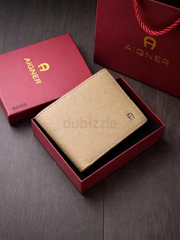 Aigner Beige Leather Mens Wallet - Like New with Box