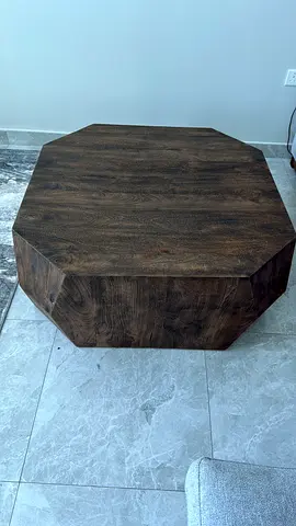 Solid Wood Octagonal Coffee Table - Dark Finish