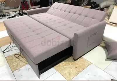 Grey Upholstered Sofa Bed with Storage - Convertible 3-Seater