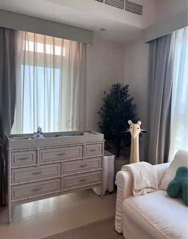 Changing Table / Dresser - Great Condition: Custom baby dresser with brass bamboo k