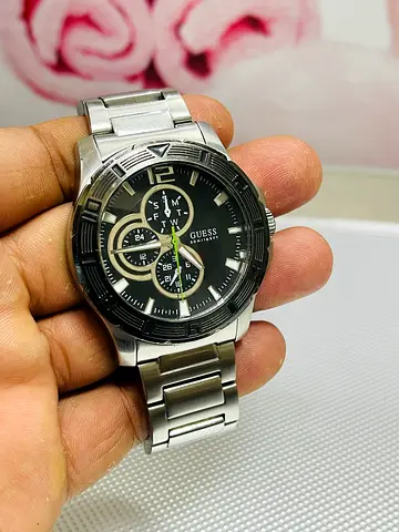 Guess stainless steel mens chronograph watch - working condition