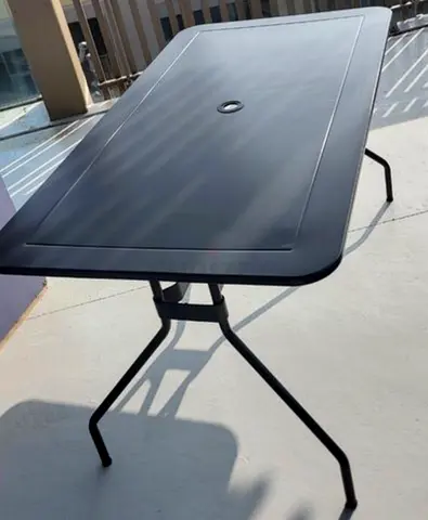 Black Outdoor/Patio Folding Table – 6ft, sturdy metal legs_ 135x74x72