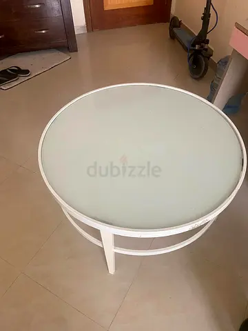 White Round Glass Top Side Table — Simple Modern Design