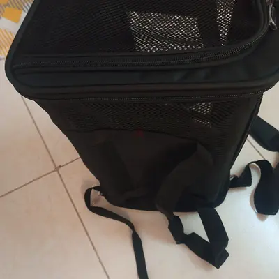Black Mesh Pet Carrier Backpack — Good Condition
