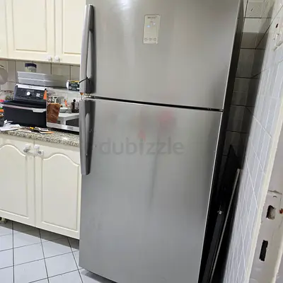 Samsung Stainless Steel Double-Door Refrigerator - Good Working ConditionCrack in one of the shelves