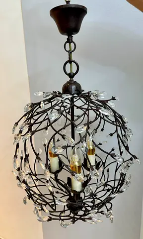 Vintage-style Crystal Orb Pendant Light - Metal  Glass Chandelier