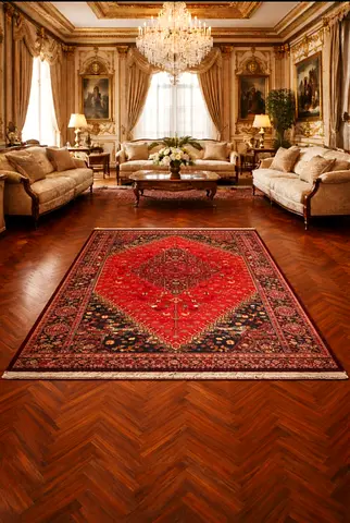 Traditional Red Persian- Area Rug — Excellent Condition