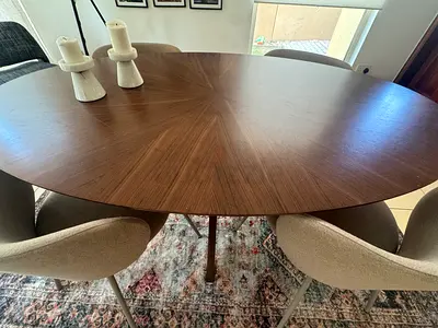 Scandi Design Walnut Oval Wooden Dining Table (seats 4-6) -  Wood Finish