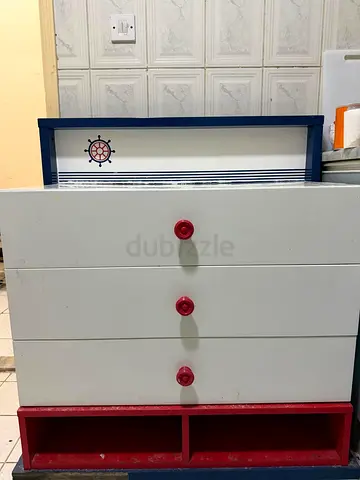 White and Red 3-Drawer Chest with Open Shelf - Kids/Entry Storage