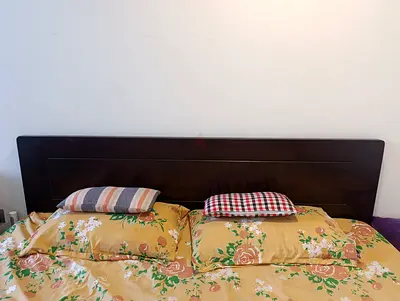 Dark Wood Double Bed Headboard - Solid Style