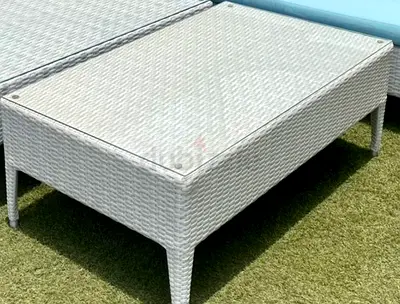 Rattan Rectangle Table with Glass Top outdoor