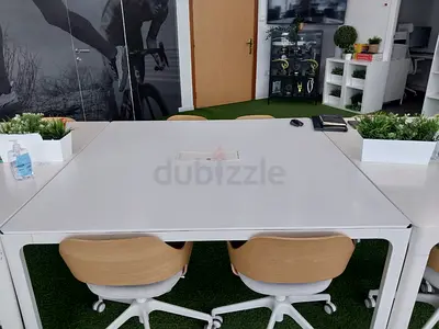 Large White Ikea Office Table with Cable Port