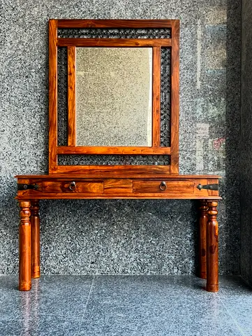 Marina solid wood Console table- Entry table-Hall way table- with antique Marina solid wood mirror