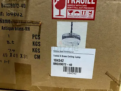 White  Velvet Brass Tubes Ceiling Lamp (New in Box)