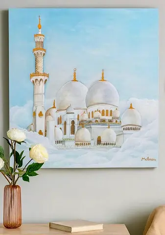 Original Oil Painting – Sheikh Zayed Grand Mosque Inspired – Large Canvas