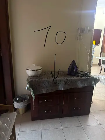 Solid Wood 6 Drawer Side Cabinet - Dark Finish