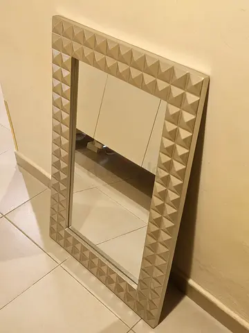 Full-length Decorative Wall Mirror with Geometric Frame