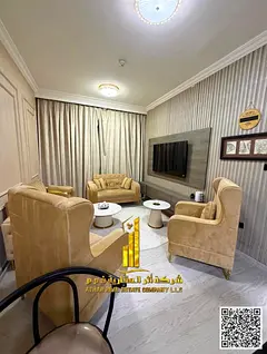 With an open view, a furnished one-bedroom apartment for monthly rent in Ajman, Khalifa Street, City