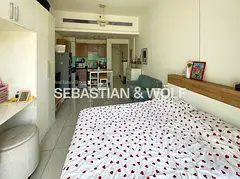 Spacious Furnished Studio | Large Terrace | Crystal Residence