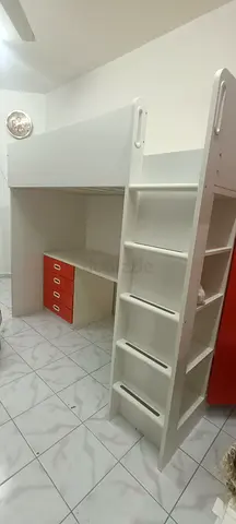 Children loft bed /bunk bed with study table with drawers and inbuilt small cupboard