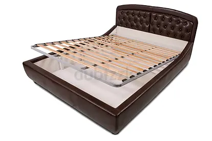 King Size Upholstered Storage Bed with Lift-Up Slats (Brown)