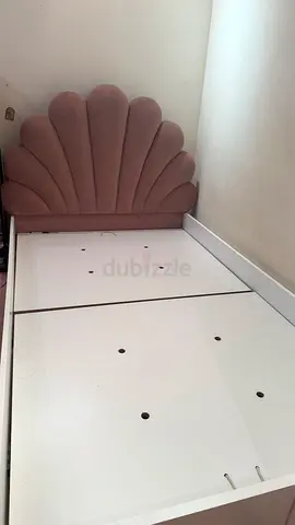 Single/Small Double Bed Frame with Shell-Style Padded Headboard
