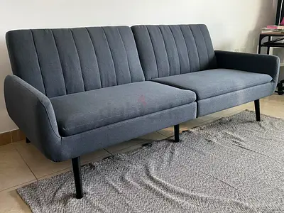 Modern 3-Seater Fabric Sofa Bed - Grey