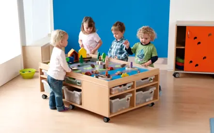Wooden movable Play Table with Storage Accessories
