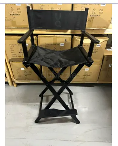 Black Folding Directors Chair with Armrests and Footrest
