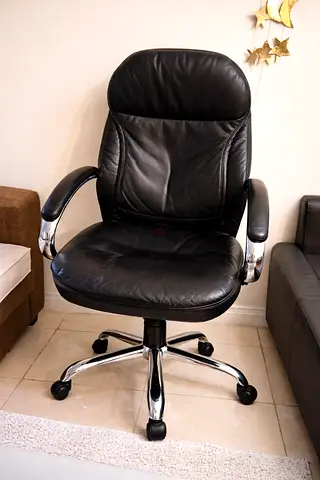 Black Leather Executive Office Chair with Chrome Base
