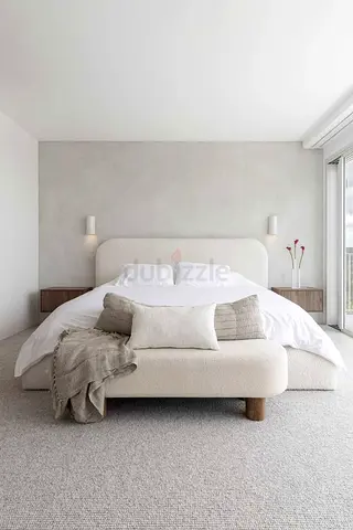 Minimalist King Bed Frame with Upholstered Headboa