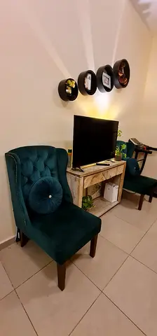Pair of Emerald Green Velvet Accent Chairs - Good Condition