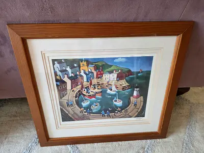 Framed Nautical Village Print — Signed Limited Edition Style