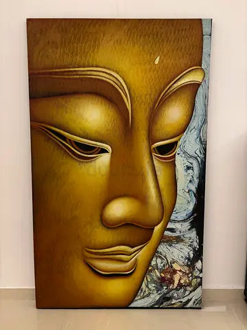Large Golden Buddha Face Canvas Painting - Modern Decorative Art size is 2 m